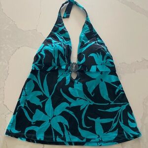 Magicsuit Black and Teal Halter Swim Top